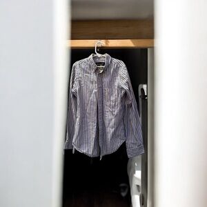 Abercrombie & Fitch Juniors Blue and White Striped Shirt